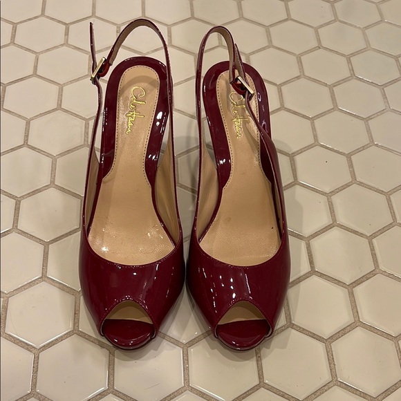 Cole Haan Red Heels with Slingback and Open Toe - Picture 1 of 5